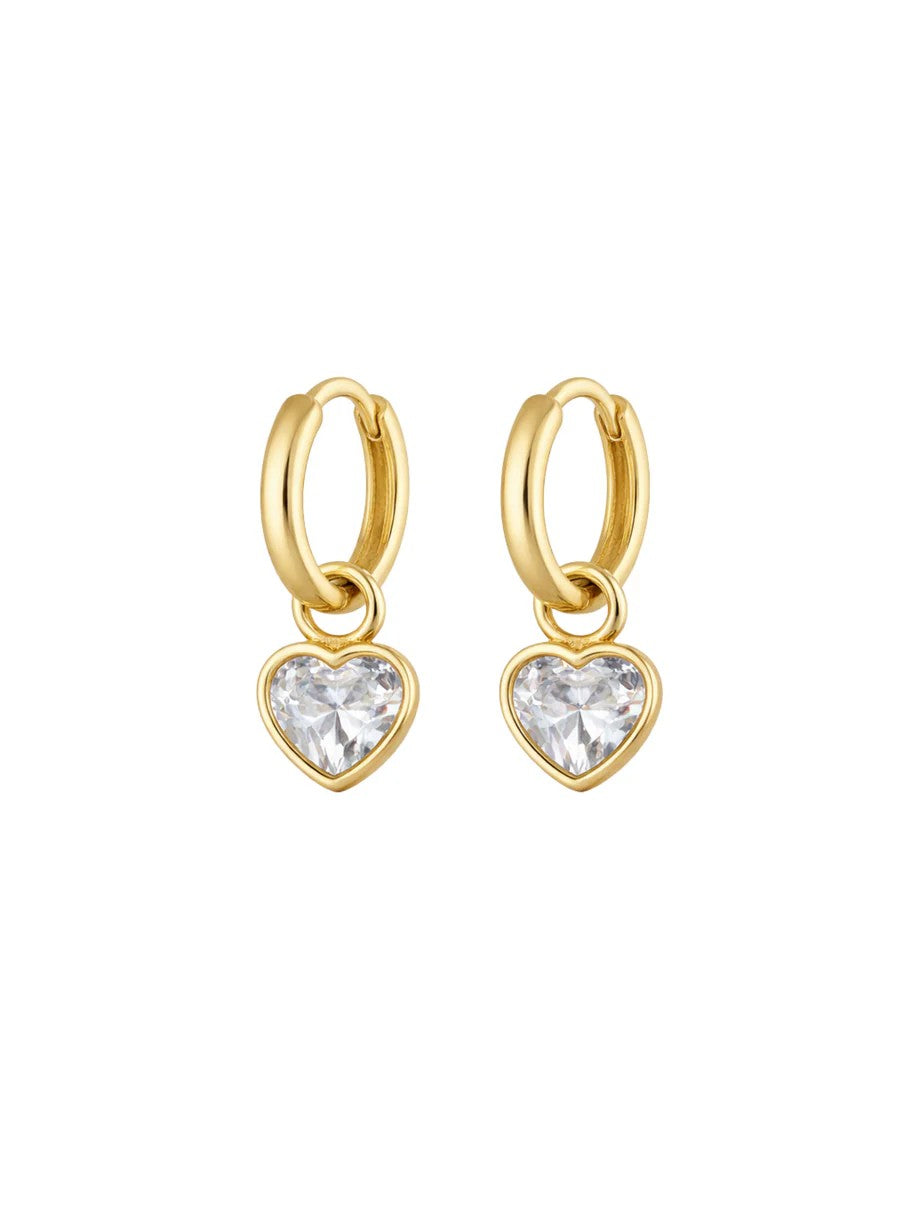 Bezel Heart Huggie Earring